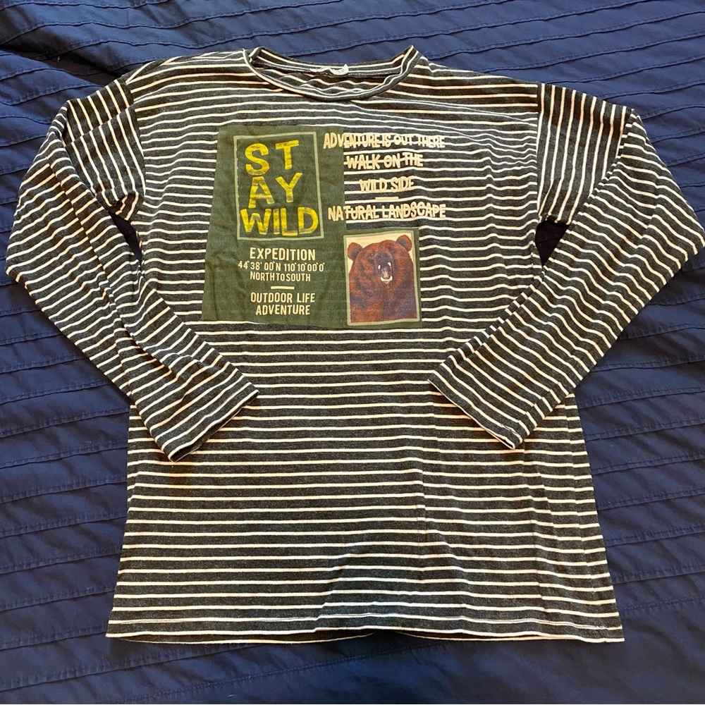 Pick any 5 for $15 Boys Striped Bear Long Sleeve Shirt Size 11